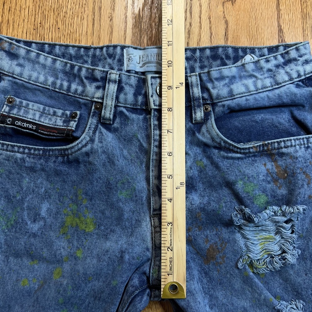 Akademiks Jeanius Distressed Paint Splatter Men's 30X32 Denim Jeans Straight Leg - Picture 8 of 11